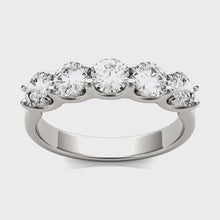 Load image into Gallery viewer, AGI Certified 1 1/4 CTW Round Lab Grown Diamond (G/VS) Five Stone Anniversary Band in 14K White Gold
