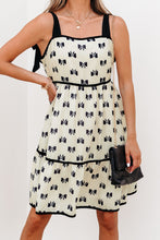 Load image into Gallery viewer, White Bow Knot Color Contrast Trim Knotted Shoulder Mini Dress
