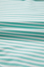 Load image into Gallery viewer, Sky Blue Stripe Cuffed Sleeve Contrast Mock Neck Tee Casual 2pcs Short Set

