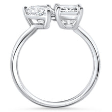 Load image into Gallery viewer, AGI Certified 3.50 CTW Toi Et Moi Lab Grown Diamond Ring in Pear &amp; Emerald Cut 14K White Gold
