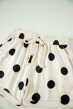 Load image into Gallery viewer, Beige Polka Dot Print V Neck Tee Short Set
