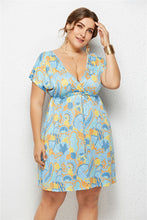 Load image into Gallery viewer, Printed Deep V-Neck Dress with Elastic Waist
