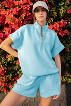 Load image into Gallery viewer, Myosotis Half Zip High Neck Tee Athleisure Short Set
