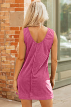 Load image into Gallery viewer, Beige Corduroy Sleeveless Mini Dress With Patched Pockets
