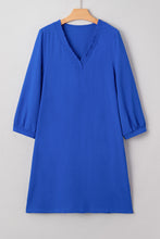 Load image into Gallery viewer, Sky Blue Frilled V Neck Bracelet Sleeve Shift Mini Dress
