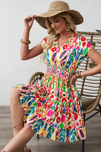 Load image into Gallery viewer, Sky Blue Abstract Print V Neck Dolman Sleeve Ruffle Tiered Mini Dress
