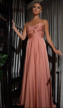 Load image into Gallery viewer, Strapless A-Line Satin Keyhole Dress
