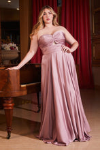 Load image into Gallery viewer, Satin Strapless Keyhole A-Line Dress Curve
