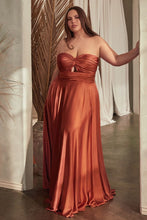 Load image into Gallery viewer, Satin Strapless Keyhole A-Line Dress Curve
