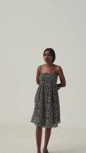 Load image into Gallery viewer, Ruched Strappy Mini Black Floral Dress

