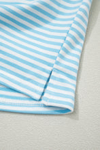 Load image into Gallery viewer, Pink Stripe Oversize Mock Neck Sweatshirt and Shorts Set
