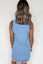 Load image into Gallery viewer, Mint Green Color Contrast Trim V Neck Shift Sleeveless Mini Dress
