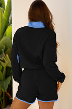 Load image into Gallery viewer, Yellow Color Block Patchwork Half Button Pullover and Shorts 2pcs Outfit

