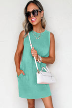 Load image into Gallery viewer, Beau Blue Mineral Wash Tank Mini Dress with Pockets
