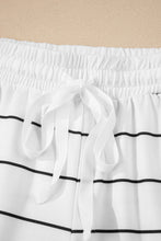 Load image into Gallery viewer, White Stripe Zip up Drop Shoulder Pullover and Short 2pcs Outfit
