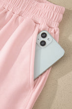 Load image into Gallery viewer, Yellow Cream Solid Color Exposed Seam Mock Neck Oversize Tee Casual Shorts 2pcs Outfit
