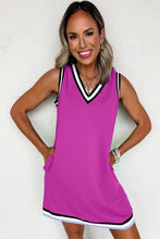 Load image into Gallery viewer, Mint Green Color Contrast Trim V Neck Shift Sleeveless Mini Dress

