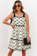 Load image into Gallery viewer, White Bow Knot Color Contrast Trim Knotted Shoulder Mini Dress
