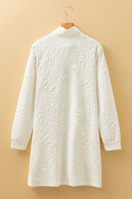 Load image into Gallery viewer, White Jacquard Textured Quarter Zipper Shift Mini Dress
