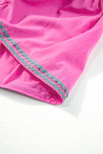 Load image into Gallery viewer, Strawberry Pink Ric Rac Colorblock Flutter Sleeve V Neck Tiered Dress
