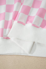 Load image into Gallery viewer, Black Checkered Print Color Block Trim Mock Neck Short Set
