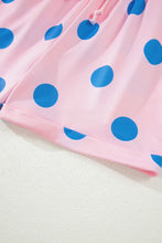 Load image into Gallery viewer, Beige Polka Dot Print V Neck Tee Short Set
