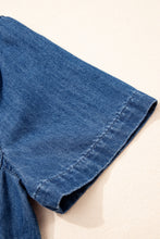 Load image into Gallery viewer, Blue Zip up Collared Short Sleeve Shift Mini Denim Dress
