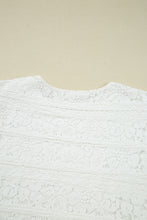 Load image into Gallery viewer, White Lace Crochet Round Neck Puff Sleeve Shift Mini Dress
