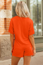 Load image into Gallery viewer, Apricot Textured V Neck T Shirt and Shorts Set
