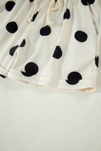 Load image into Gallery viewer, Beige Polka Dot Print V Neck Tee Short Set
