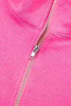 Load image into Gallery viewer, Sky Blue Stripe Seam Detail Half Zip Tee Casual Shorts 2pcs Set
