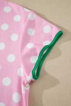 Load image into Gallery viewer, Sky Blue Polka Dot Contrast Edge Casual Short Set
