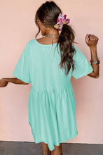 Load image into Gallery viewer, Light Pink Solid Color Pocketed Raw Edge Babydoll Dress
