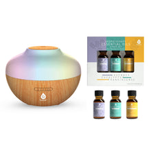 Load image into Gallery viewer, Pursonic Aromatherapy Diffuser &amp; Essential Oil Set-Ultrasonic Top 3 Oils-300ml with 2 Mist Settings 7 Ambient Light Settings
