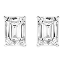 Load image into Gallery viewer, AGI Certified Lab Grown Emerald Cut Diamond Stud Earrings In 14K White Gold
