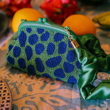 Load image into Gallery viewer, the Arnoldi Jade Clutch Bag In Lush Green &amp; Blue

