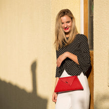 Load image into Gallery viewer, Red Clutch Bag Leather Clutch Purse Crossbody Evening Purse Unique Women's Red Handbag
