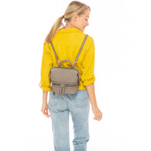 Load image into Gallery viewer, Gray Leather Backpack Purse for Women Convertible Crossbody Bag Medium Size with Front and Back Pockets
