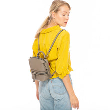 Load image into Gallery viewer, Gray Leather Backpack Purse for Women Convertible Crossbody Bag Medium Size with Front and Back Pockets
