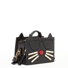 Load image into Gallery viewer, Leather Cat Bag Black Crossbody Purse
