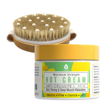 Load image into Gallery viewer, Pursonic Anti Cellulite &amp; Muscle Relaxation Hot Cream with Bath Brush and Rubber Massager - Lotus Wooden Handle
