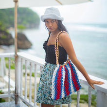 Load image into Gallery viewer, COLETTE Macrame Beach Bag In Red, White &amp; Blue
