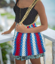 Load image into Gallery viewer, COLETTE Macrame Beach Bag In Red, White &amp; Blue
