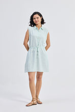 Load image into Gallery viewer, Drawstring Shirt Dress in Stripes
