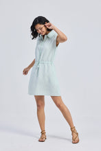 Load image into Gallery viewer, Drawstring Shirt Dress in Stripes
