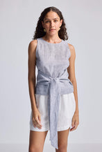 Load image into Gallery viewer, Front-tie Top in Linen Stripes
