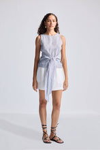 Load image into Gallery viewer, Front-tie Top in Linen Stripes
