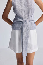Load image into Gallery viewer, Front-tie Top in Linen Stripes

