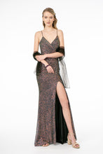 Load image into Gallery viewer, Full Sequin Ruched V-Neck Long Dress w/ Strap Back
