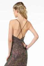 Load image into Gallery viewer, Full Sequin Ruched V-Neck Long Dress w/ Strap Back
